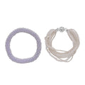 Champagne Glass and Austrian Crystal Set of 2 Beaded Bracelet in Silvertone (Stretch, 7.75In) - Sticky add to cart bar
