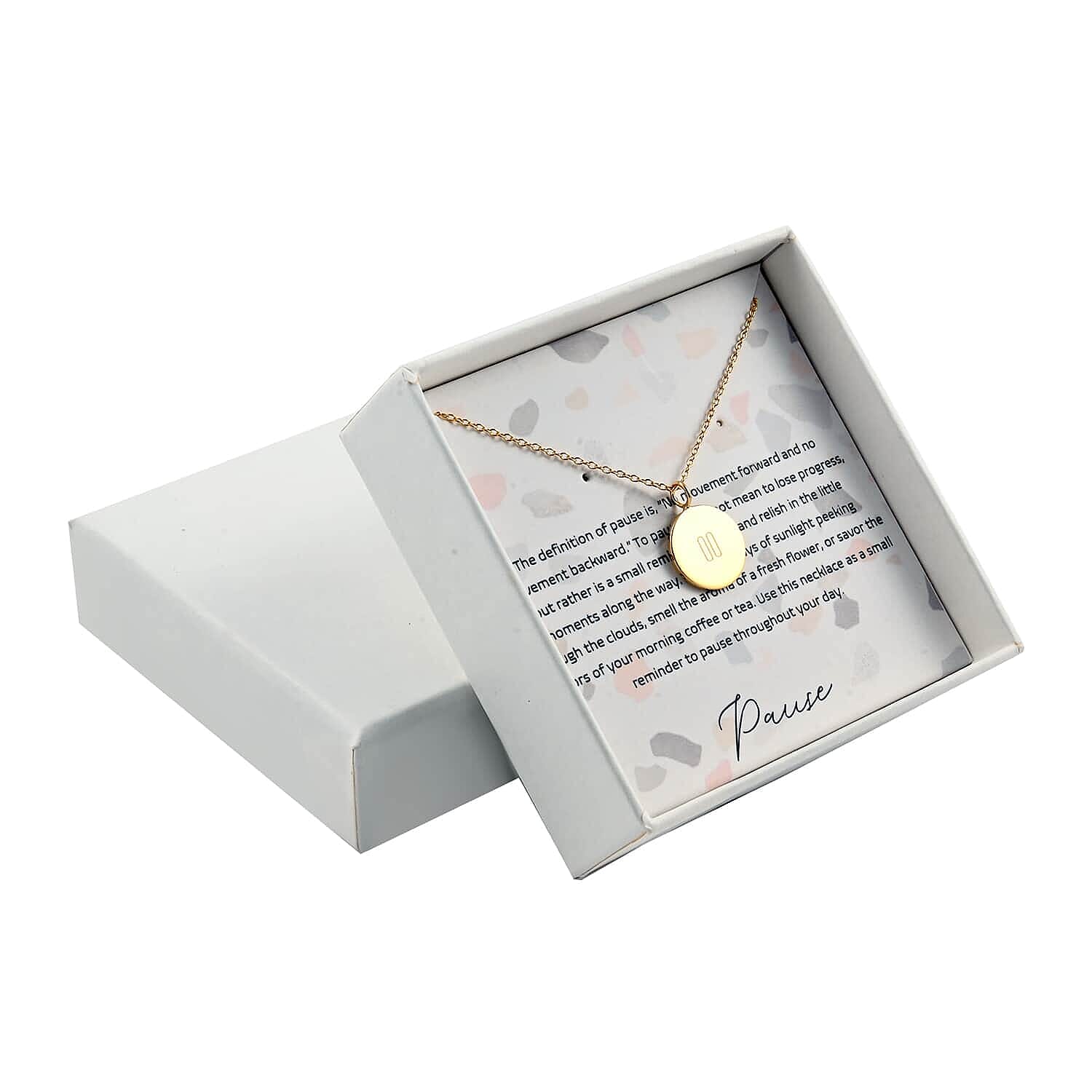 Dainty Pause Pendant Necklace (16-18 Inches) in 14K YG Over Sterling Silver (3.90 g)