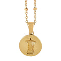Bite Apple Engraved Coin Pendant Necklace (18 Inches) in Stainless Steel - Sticky add to cart bar