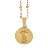 Bite Apple Engraved Coin Pendant Necklace (18 Inches) in Stainless Steel