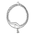 Three Layer Necklace with Heart and Teddy Bear Charm (20.5-22.5 Inches) in Silvertone - Sticky add to cart bar