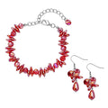 White Aurora Borealis Glass Beaded Bracelet (7.50-9.50In) and Drop Earrings in Silvertone & Stainless Steel 90.00 ctw - Sticky add to cart bar