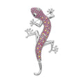 Multi Color Austrian Crystal Lizard Brooch or Pendant Necklace 24 Inches in Silvertone & Stainless Steel - Sticky add to cart bar