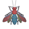 Multi Color Austrian Crystal Housefly Brooch or Pendant Necklace 24 Inches in Black Silvertone - Sticky add to cart bar