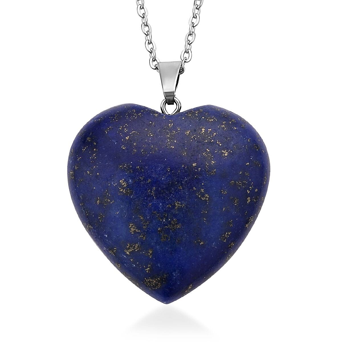 Lepidolite Heart Pendant Necklace 20 Inches in Stainless Steel 75.00 ctw