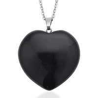 Lepidolite Heart Pendant Necklace 20 Inches in Stainless Steel 75.00 ctw