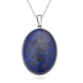 Lapis Lazuli Solitaire Pendant Necklace 20 Inches in Stainless Steel 85.00 ctw - Sticky add to cart bar