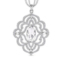 White Glass and Austrian Crystal Pendant Necklace 28-30 Inches in Silvertone - Sticky add to cart bar