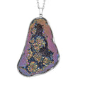 Magic Color Drusy Quartz Pendant Necklace 24 Inches in Silvertone & Stainless Steel - Sticky add to cart bar