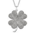 Austrian Crystal Leaf Clover Pendant Necklace 29-31 Inches in Silvertone - Sticky add to cart bar