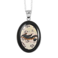 Jasper and Artistic Jasper Pendant Necklace 18 Inches in Silvertone 65.00 ctw