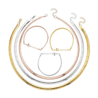 Doorbuster Set of 6pcs Omega Chain Choker Necklace (20-21Inches) and Bracelet (7.50-8.50In) in ION Plated YRG and Stainless Steel