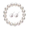 Doorbuster White Shell Pearl Stretch Bracelet and Stud Earrings in Stainless Steel - Sticky add to cart bar