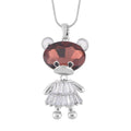 Blue and White Glass, Red and White Austrian Crystal Charm Pendant Necklace 20-30 Inches in Silvertone - Sticky add to cart bar