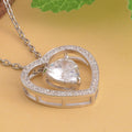 Simulated Diamond Heart Pendant in Rhodium Over Sterling Silver with Stainless Steel Necklace 20 Inches - Sticky add to cart bar