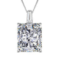 Crushed Ice Cut Moissanite Pendant Necklace 18 Inches in Rhodium Over Sterling Silver 7.40 ctw - Sticky add to cart bar