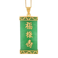 Green Jade Pendant Necklace 18 Inches in 14K Yellow Gold Over Sterling Silver 17.00 ctw - Sticky add to cart bar
