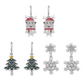 Set of 3 Austrian Crystal, Enameled Santa Claus, Christmas Tree & Snowflakes Earrings in Silvertone - Sticky add to cart bar
