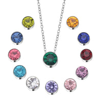 Multi Color Austrian Crystal 12 Interchangeable Pendants with Stainless Steel Necklace 20 Inches