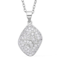 Simulated Diamond Butterfly Pendant Necklace 20 Inches in Rhodium Over Sterling Silver and Stainless Steel