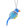 Multi Color Murano Style Bird Pendant Necklace 24 Inches in Stainless Steel - Sticky add to cart bar
