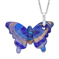 Blue Color Murano Style Butterfly Pendant Necklace 24 Inches in Stainless Steel - Sticky add to cart bar