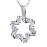 Simulated Diamond Pendant Necklace in Silvertone (18-20 Inches)
