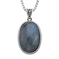 Malagasy Labradorite Pendant Necklace 20 Inches in Stainless Steel 50.00 ctw - Sticky add to cart bar