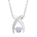 Simulated Diamond 0.90 ctw Dancing X Shaped Crossover Pendant Necklace in Rhodium Over Sterling Silver 20 Inches - Sticky add to cart bar