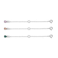 Set of 3 Simulated Champagne, Green and Pink Diamond Extender Rolo Chain with Spring Lock in Rhodium Over Sterling Silver 0.75 ctw - Sticky add to cart bar