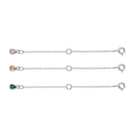 Set of 3 Simulated Champagne, Green and Pink Diamond Extender Rolo Chain with Spring Lock in Rhodium Over Sterling Silver 0.75 ctw