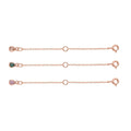 Set of 3 Simulated Champagne, Green and Pink Diamond Extender Rolo Chain with Spring Lock in Rhodium Over Sterling Silver 0.75 ctw - Sticky add to cart bar