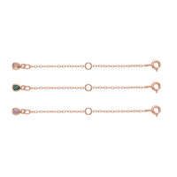Set of 3 Simulated Champagne, Green and Pink Diamond Extender Rolo Chain with Spring Lock in Rhodium Over Sterling Silver 0.75 ctw