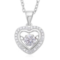 Simulated Diamond Heart Shape Dancing Pendant Necklace 20 Inches in Rhodium Over Sterling Silver and Stainless Steel 1.00 ctw - Sticky add to cart bar