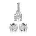 Diamond Accent Stud Earrings and Solitaire Pendant in Platinum Over Sterling Silver - Sticky add to cart bar