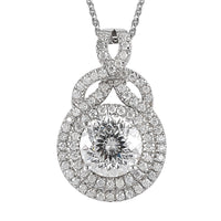 120 Facets Moissanite Pendant Necklace 20 Inches in Platinum Over Sterling Silver 2.60 ctw
