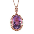 Rose De France Amethyst and White Zircon Pendant Necklace 20 Inches in Vermeil Rose Gold Over Sterling Silver 11.35 ctw - Sticky add to cart bar