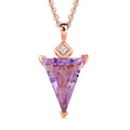 Rose De France Amethyst Pendant Necklace, Moissanite Accent Pendant Necklace, 20 Inch Necklace in Vermeil Rose Gold Over Sterling Silver 5.65 ctw - Sticky add to cart bar