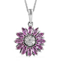 Premium Madagascar Pink Sapphire and Moissanite Floral Pendant Necklace 20 Inches in Platinum Over Sterling Silver 1.75 ctw - Sticky add to cart bar