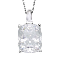 Crushed Ice Cut Moissanite Pendant Necklace 18 Inches in Rhodium Over Sterling Silver 6.40 ctw