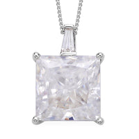 Crushed Ice Cut Moissanite Pendant Necklace 20 Inches in Rhodium Over Sterling Silver 11.15 ctw