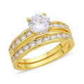 Set of 2 Simulated Diamond Ring in Goldtone 5.90 ctw - Sticky add to cart bar