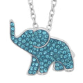 Blue Austrian Crystal Elephant Pendant Necklace 20 Inches in Rhodium Over Sterling Silver - Sticky add to cart bar