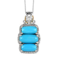 Sleeping Beauty Turquoise and White Zircon Pendant Necklace 20 Inches in Vermeil YG and Platinum Over Sterling Silver 6.10 ctw - Sticky add to cart bar