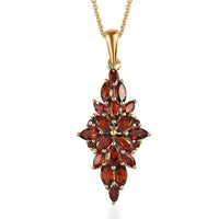 Mozambique Garnet Elongated Pendant Necklace 20 Inches in Vermeil Yellow Gold Over Sterling Silver 3.00 ctw