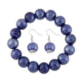 Purple Color Style Beaded Stretch Bracelet and Earrings in Stainless Steel - Sticky add to cart bar