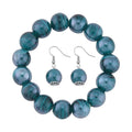 Purple Color Style Beaded Stretch Bracelet and Earrings in Stainless Steel - Sticky add to cart bar