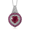 TLV Niassa Ruby, Natural White Zircon Pendant Necklace (20 Inches) in Platinum Over Sterling Silver 7.00 ctw - Sticky add to cart bar