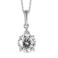 100 Facet Moissanite (Rnd 8mm) Pendant Necklace (20 Inches) in Rhodium Over Sterling Silver 1.85 ctw - Sticky add to cart bar