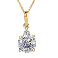 100 Facet Moissanite (Rnd 8mm) Pendant Necklace (20 Inches) in Rhodium Over Sterling Silver 1.85 ctw
